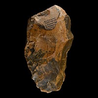 Large Stone Age Acheulean Knapped Flint Handaxe with Attractive Orange Patina