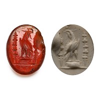 Roman Carnelian Gemstone with Eagle Between Standards