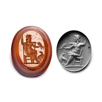 Roman Banded Agate Gemstone with Jupiter Seated