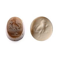 Roman Banded Agate Gemstone with Rooster