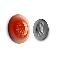 Roman Banded Orange Agate Gemstone with Gryllus