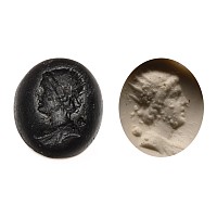 Roman Glass Gem with Bearded Bust