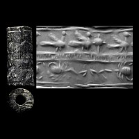Western Asiatic Stone Cylinder Seal with Birds and Scorpions