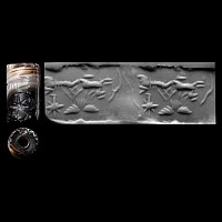 Western Asiatic Banded Agate Cylinder Seal with Animals