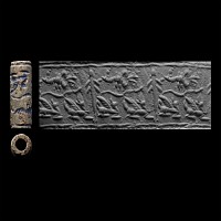 Western Asiatic Stone Cylinder Seal with Animals