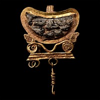 Roman Gold Lunar Pendant with Dangles