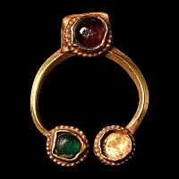 Roman Gold Lunar Pendant with Gems