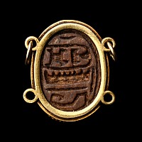 Egyptian Steatite Scarab in Antique Pendant Mount
