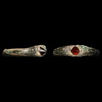 Roman Child's Bronze Ring with Garnet Gemstone