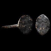 Large Greek Bronze Ring with Standing Goddess