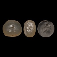 Sasanian Chalcedony Stamp Seal with Winged Figure
