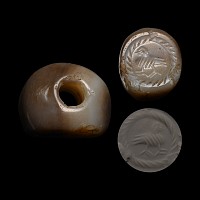 Sasanian Marbled Agate Stamp Seal with Bird