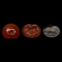 Sasanian Carnelian Stamp Seal with Recumbent Animal