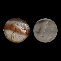 Large Sasanian Banded Agate Stamp Seal