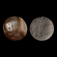 Large Sasanian Banded Agate Stamp Seal