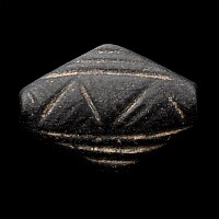 Western Asiatic Decorated Black Stone Bead