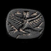 Achaemenid Black Stone Bead with Winged Goddess