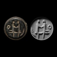 Elamite Schist Stamp Seal with Married Couple