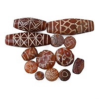 Large Indus Valley Etched Orange Carnelian Necklace Bead Collection