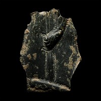 Roman Bronze Helmet Fragment with Hand Holding a Plumed Staff