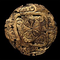 Medieval Knight's Gilt Bronze Heraldic Badge with Templar's Cross