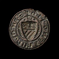 Medieval Bronze Personal Seal with Heraldic Shield