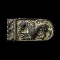 Norman Bronze Tongue-Shaped Strap End with Griffin