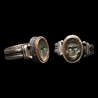 Georgian Silver Memento Mori Ring with Skull