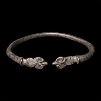 Roman Silver Bracelet with Animal Head Terminals