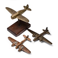 WWII Bronze and Wooden Aeroplane Model Group