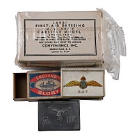 American Air Force WWII Bandage, Matchbox and Holder and German Match Box Holder Group