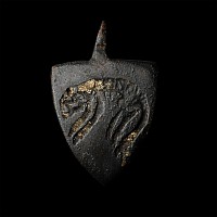 Medieval Knight's Enamelled Bronze Heraldic Horse Harness Pendant with Leopard