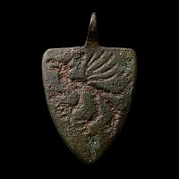 Medieval Knight's Enamelled Bronze Heraldic Horse Harness Pendant with Dragon