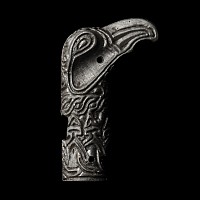 Viking Age Bronze Riding Crop Terminal Plate with Eagle's Head