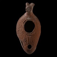 Byzantine Period Terracotta Oil Lamp with Raised Handle