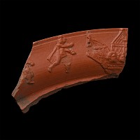 Roman Red Ware Platter Fragment with Ship and Figures