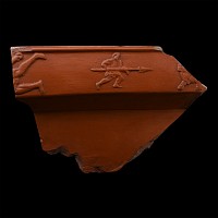 Large Roman Red Ware Rectangular Platter Fragment with Bestiarius Gladiator and Lion