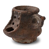 Egyptian Terracotta Handled Oil Lamp