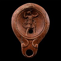 Roman Terracotta Oil Lamp with the Goddess Diana