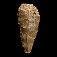 French Stone Age Knapped Cream Stone Handaxe