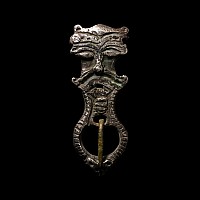 Viking Silver Buckle with Moustachioed Face
