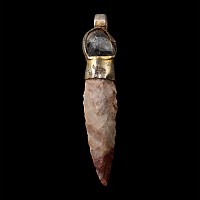 Viking Silver-Gilt Elfshot Pendant with Stone Arrowhead