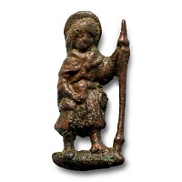 Medieval Pewter Pilgrim with Staff Pilgrim's Badge