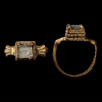 Medieval Silver Ring with Glass Gem