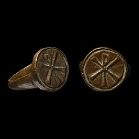 Post Medieval Bronze Christogram Ring