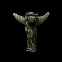 Elamite Bronze Macehead with Winged Human and Animal Figure
