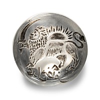 Qajar Rock Crystal Seal with Lion and Sun Motif and Almosassa Calligraphic Inscription