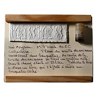 Neo-Assyrian Banded Calcite Cylinder Seal with Worshipping Scene