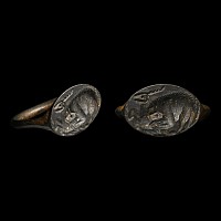 Greek Bronze Ring with Recumbent Stag