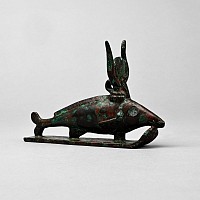 Very Large Egyptian Bronze Oxyrhynchus Fish of Per-Medjed with Hieroglyphic Inscription